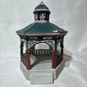 Vintage Ceramic Gazebo Christmas Village Figurine Lemax Holiday Village Display